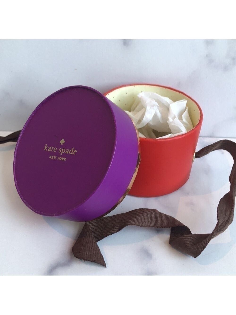 Kate Spade Round Gift Box, Purple and Red
